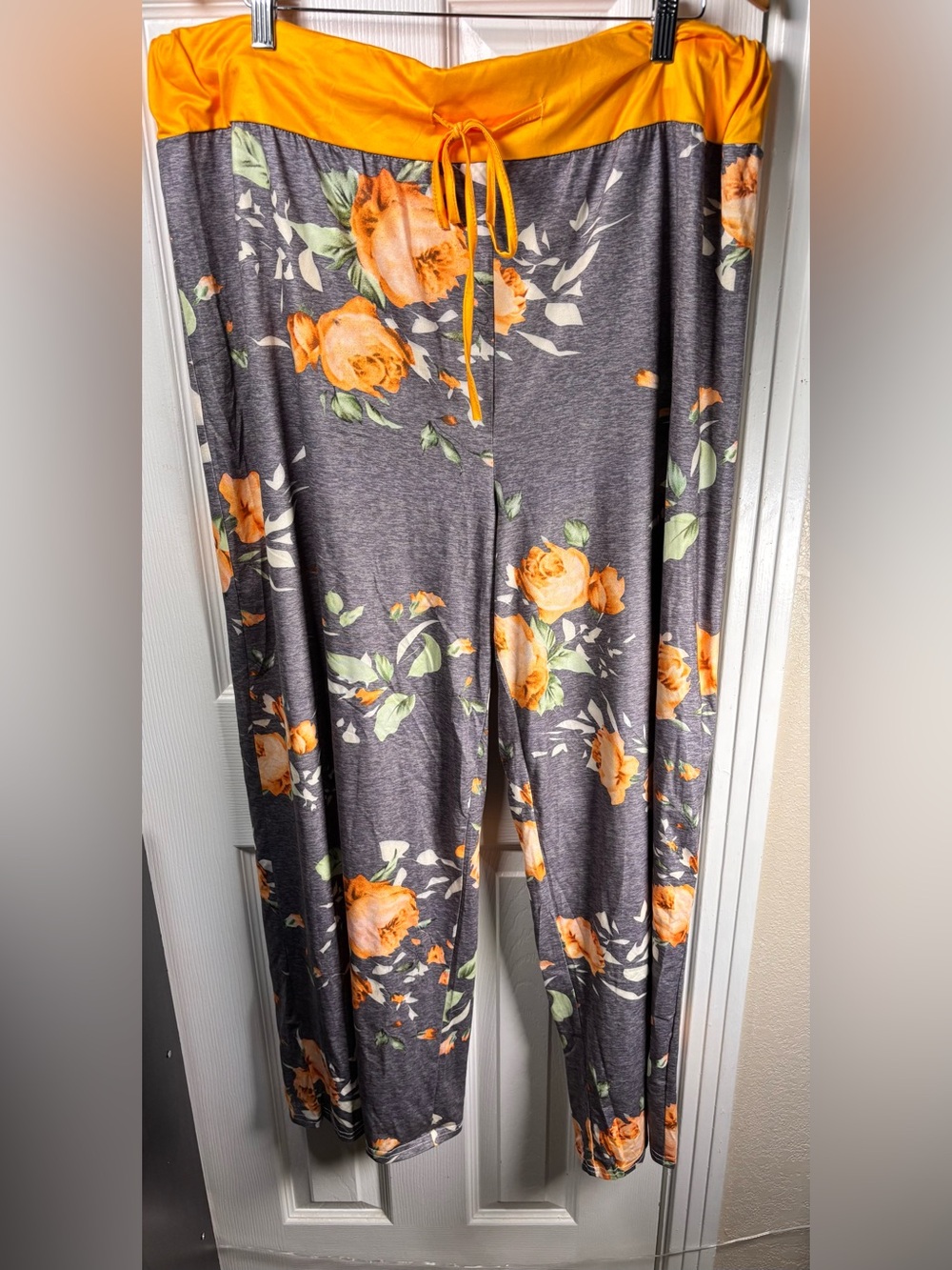 Women’s Floral Lounge Pants with Yellow Waistband